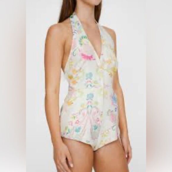 NWT Nasty Gal Floral Halter Romper Multicolor - Picture 1 of 6